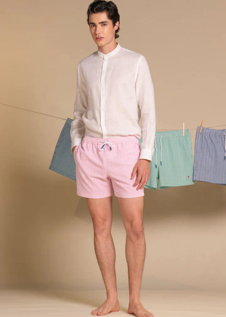 Impure Costume da bagno da uomo Rio Seersucker rosa - Image 2