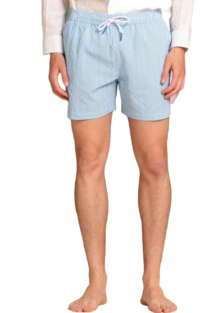 Impure Costume da bagno da uomo Rio Seersucker celeste