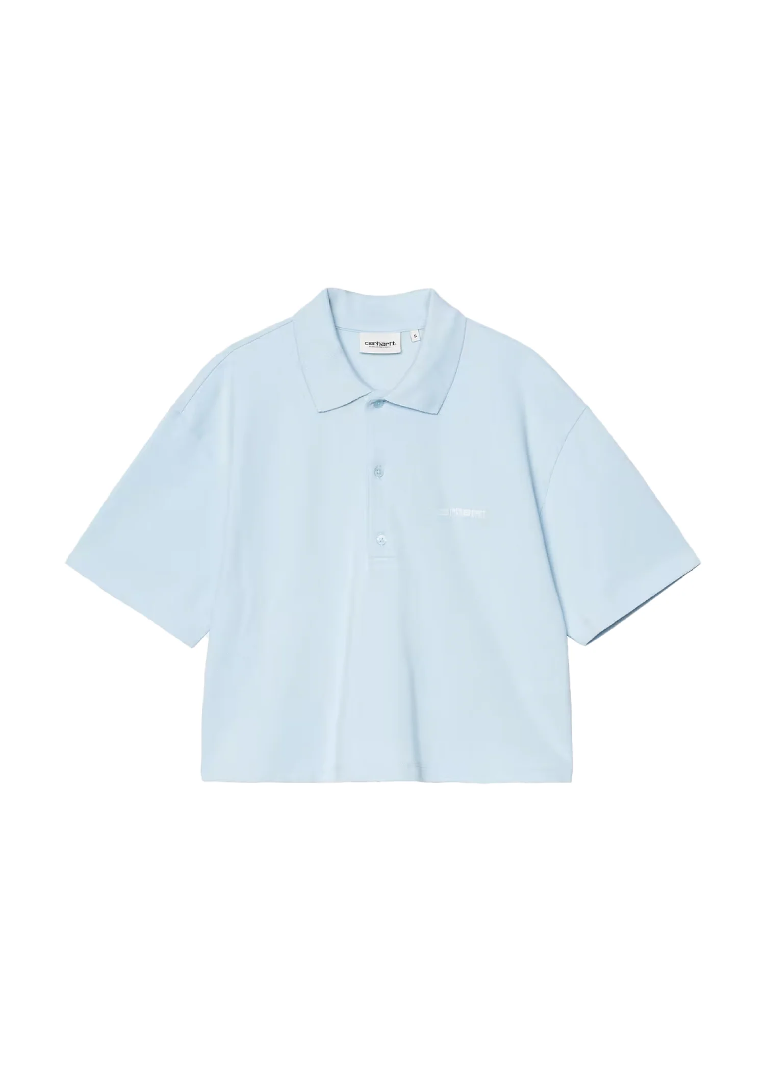 Carhartt Polo da donna manica corta Script celeste