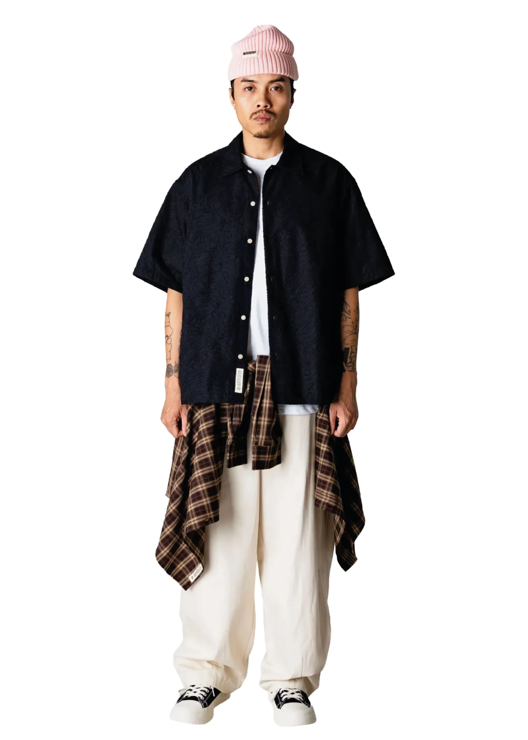 Woodbird Camicia da uomo manica corta Wang Embroidery nera - Image 3