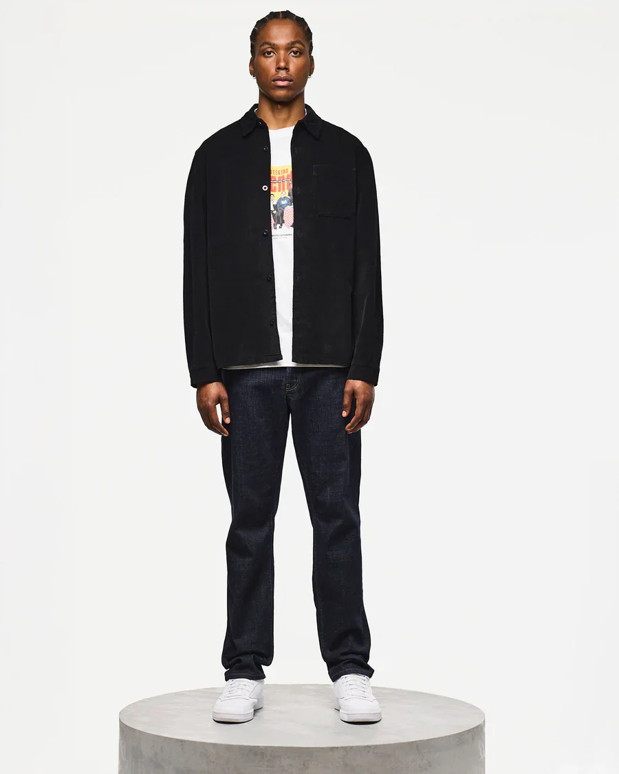 Weekend Offender  Camicia da uomo in velluto a coste Welch Cord nera - Image 3