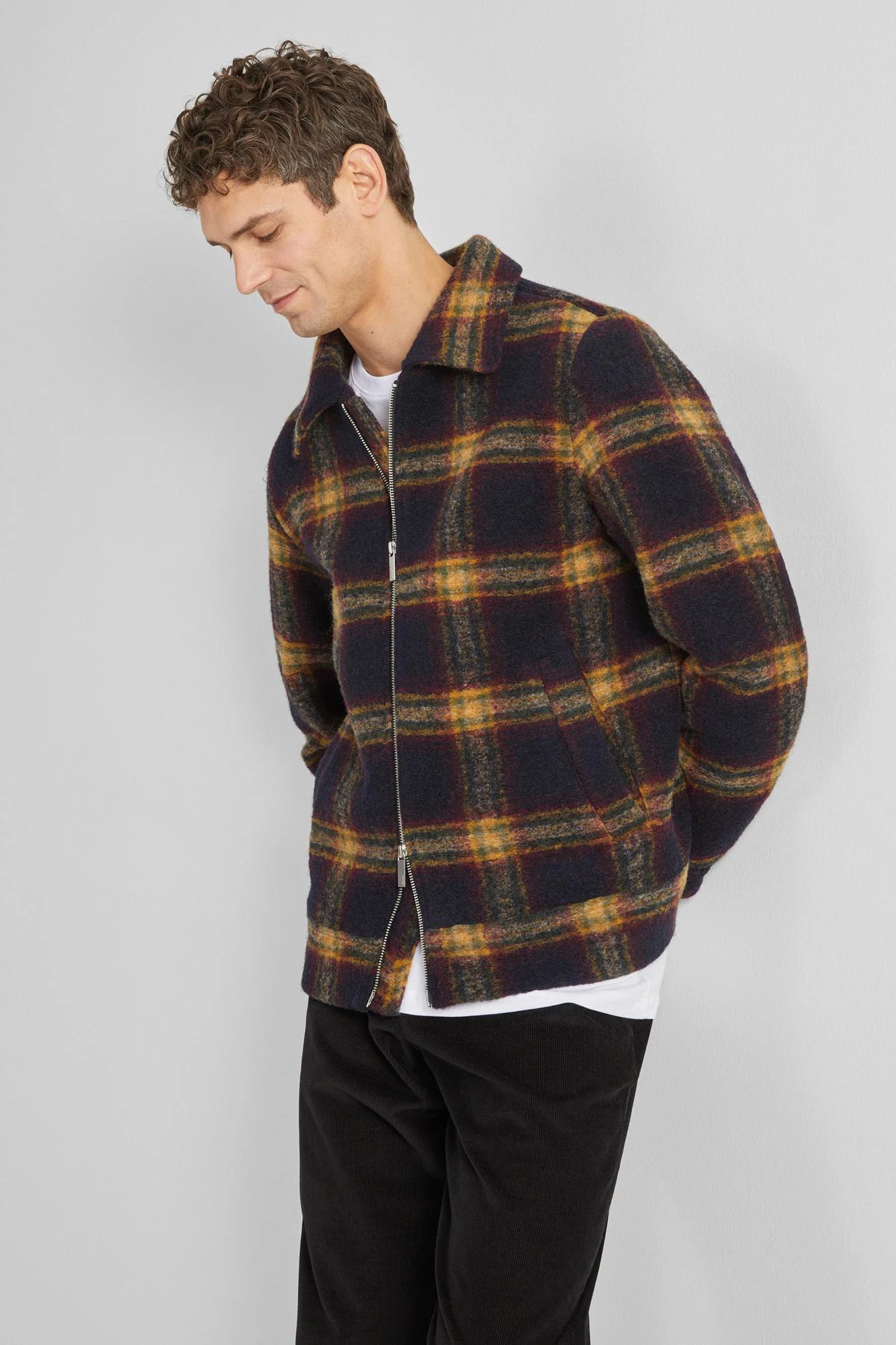 Selected Giacca in lana a quadri da uomo Blouson - Image 3