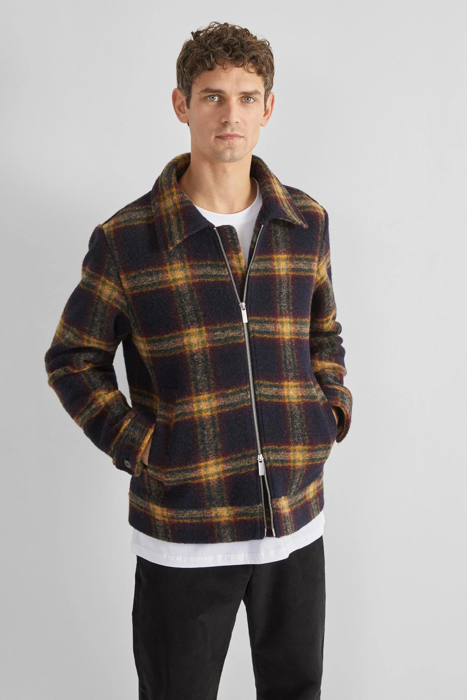 Selected Giacca in lana a quadri da uomo Blouson - Image 4