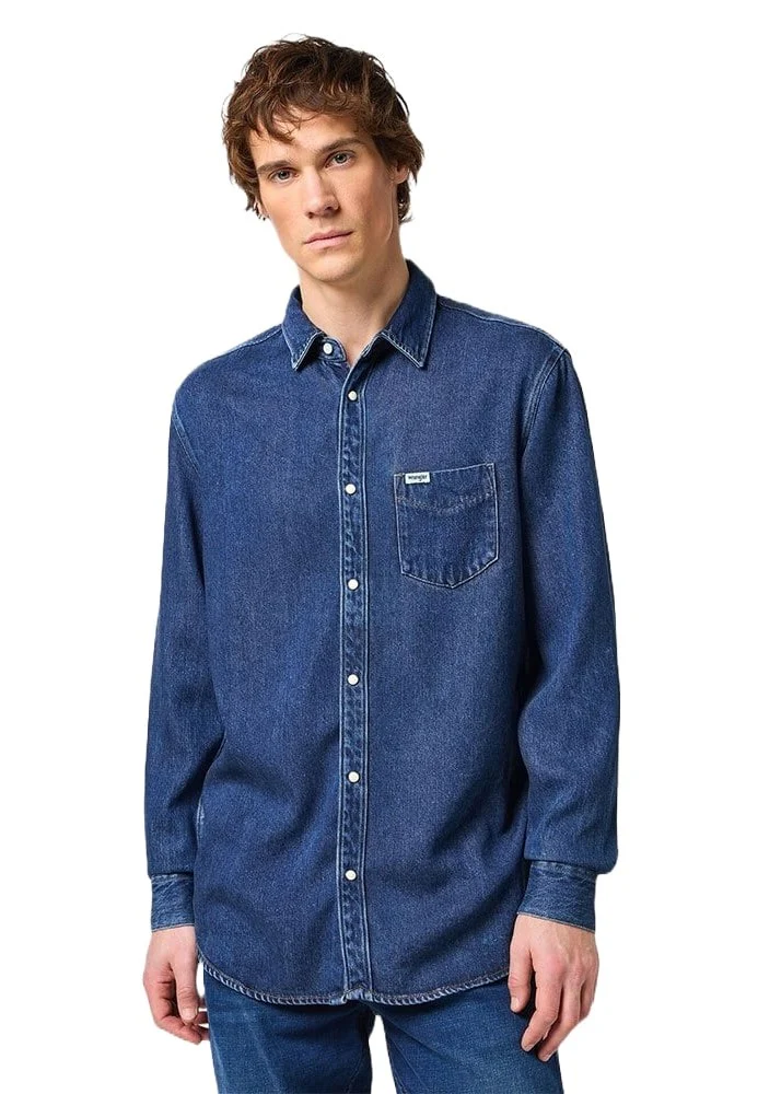 Wrangler Camicia di jeans Uomo 1 Pkt blu - Image 4
