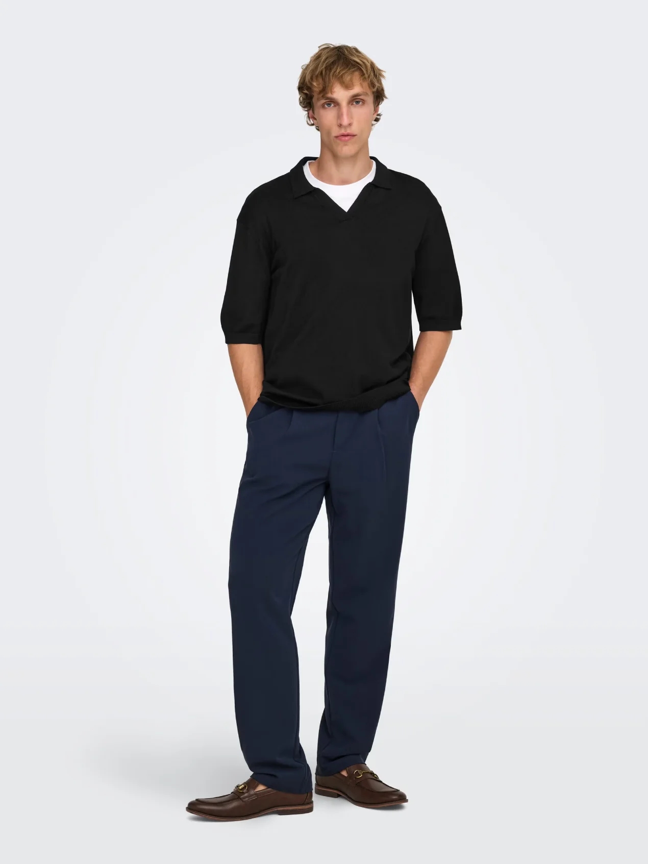 Only & Sons Polo da uomo manica corta Wyler nera - Image 3