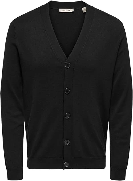 Only & Sons Cardigan con bottoni da uomo Wyler nero