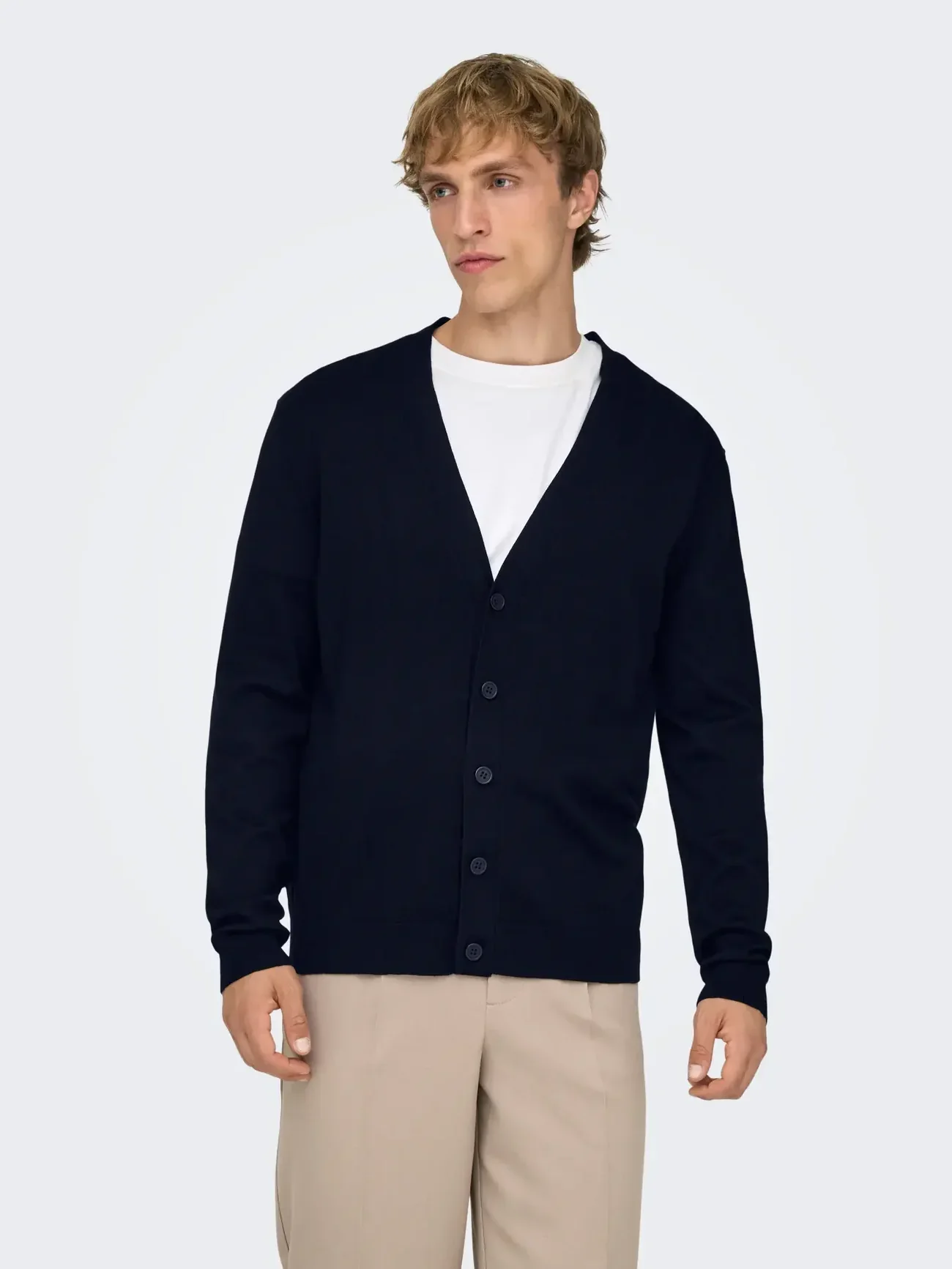 Only & Sons Cardigan con bottoni da uomo Wyler blu scuro - Image 2