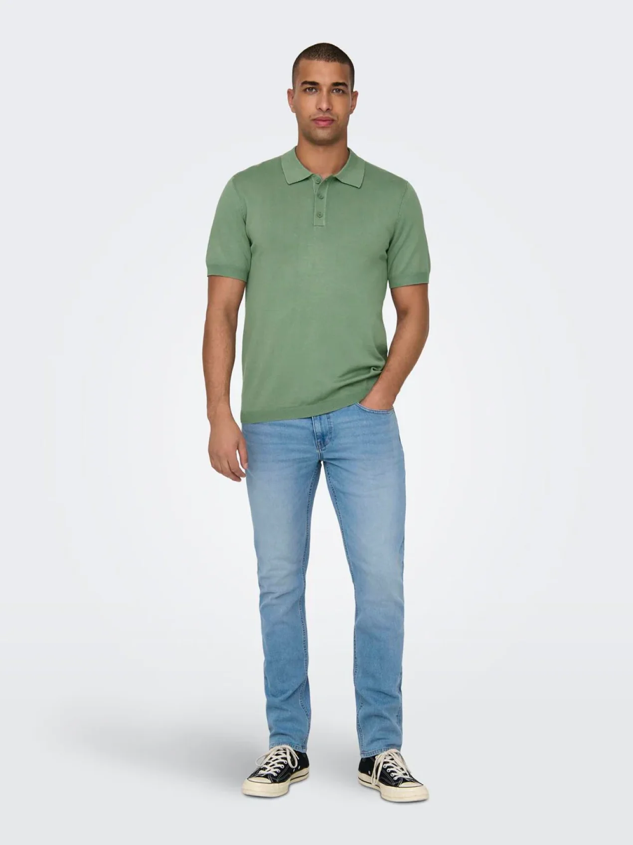 Only & Sons Polo da uomo manica corta Wyler verde - Image 3